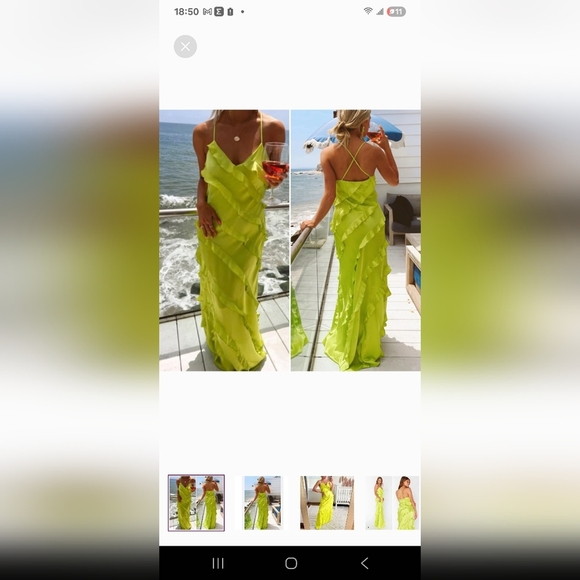 Show Me Your Mumu bright green ruffle dress - Picture 2 of 5